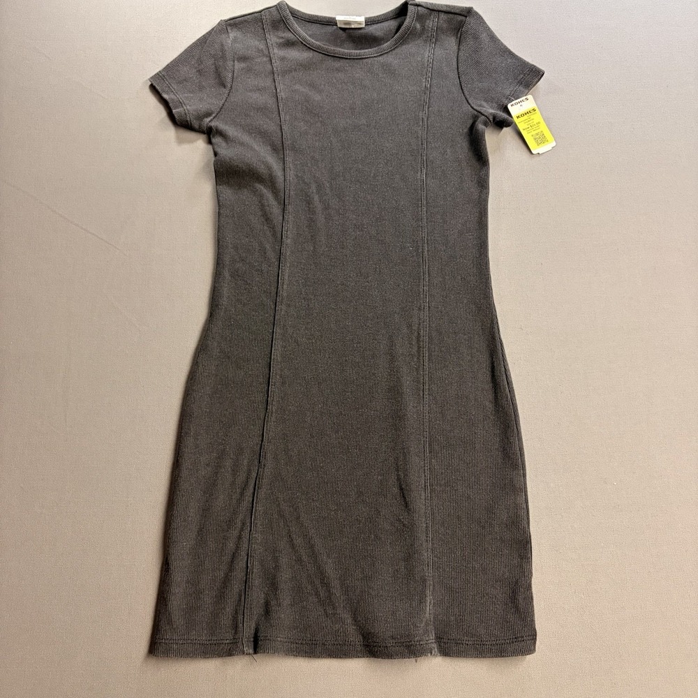 Self Esteem Women's Medium Charcoal Ribbed Bodycon Mini Dress NWT 2REK-EYLC